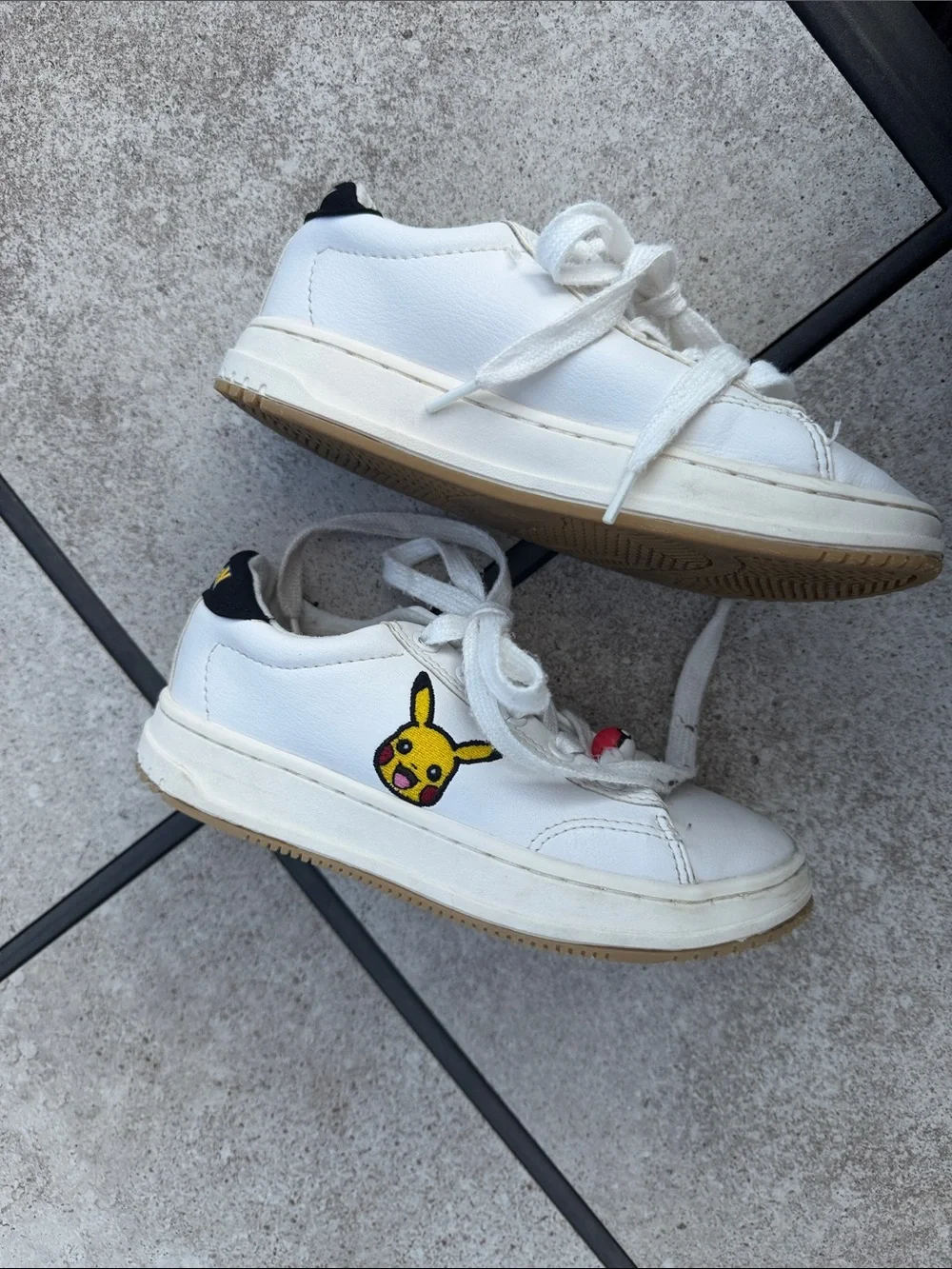 Zara White Kids Sneakers with Red Poké Ball Accent
